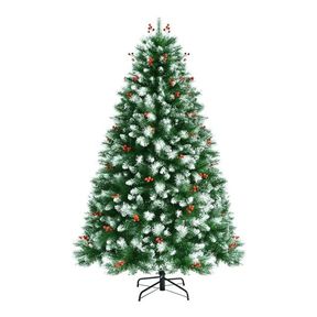 Frosted Spruce Christmas Tree with w/Snow Flocked Tips and Red Berries Transparent 1.8 m |