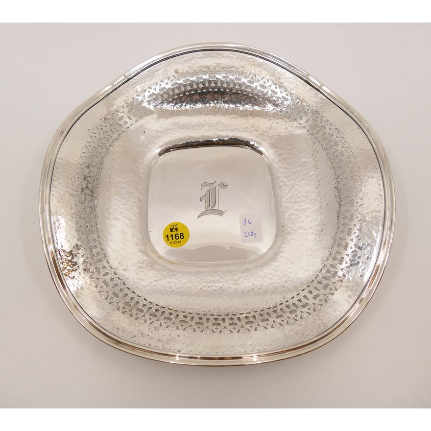 Hammered Sterling Pierced Tray- 9''- 218g