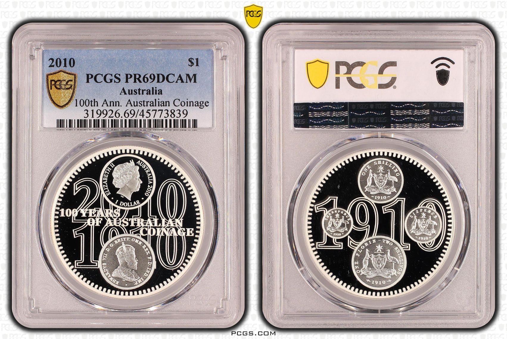 Elizabeth II, 100th Ann. Australian Coinage, One Dollar, 2010, PCGS PR 69DCAM