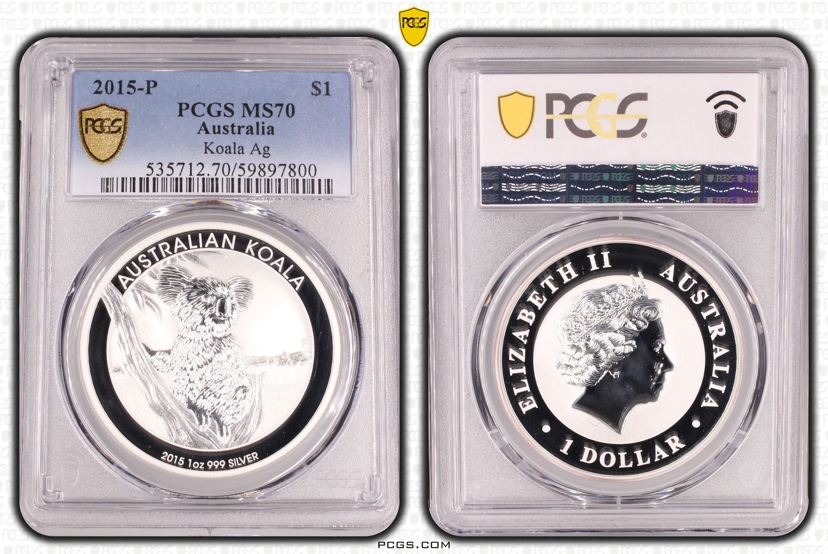 Koala Ag, One Dollar, 2015-P, PCGS MS70
