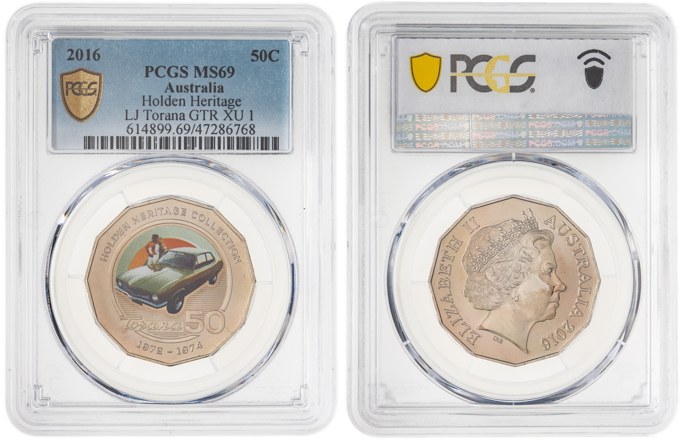 Elizabeth II, Holden Heritage - LJ Torana GTR XU 1, Fifty Cent, 2016, PCGS MS69