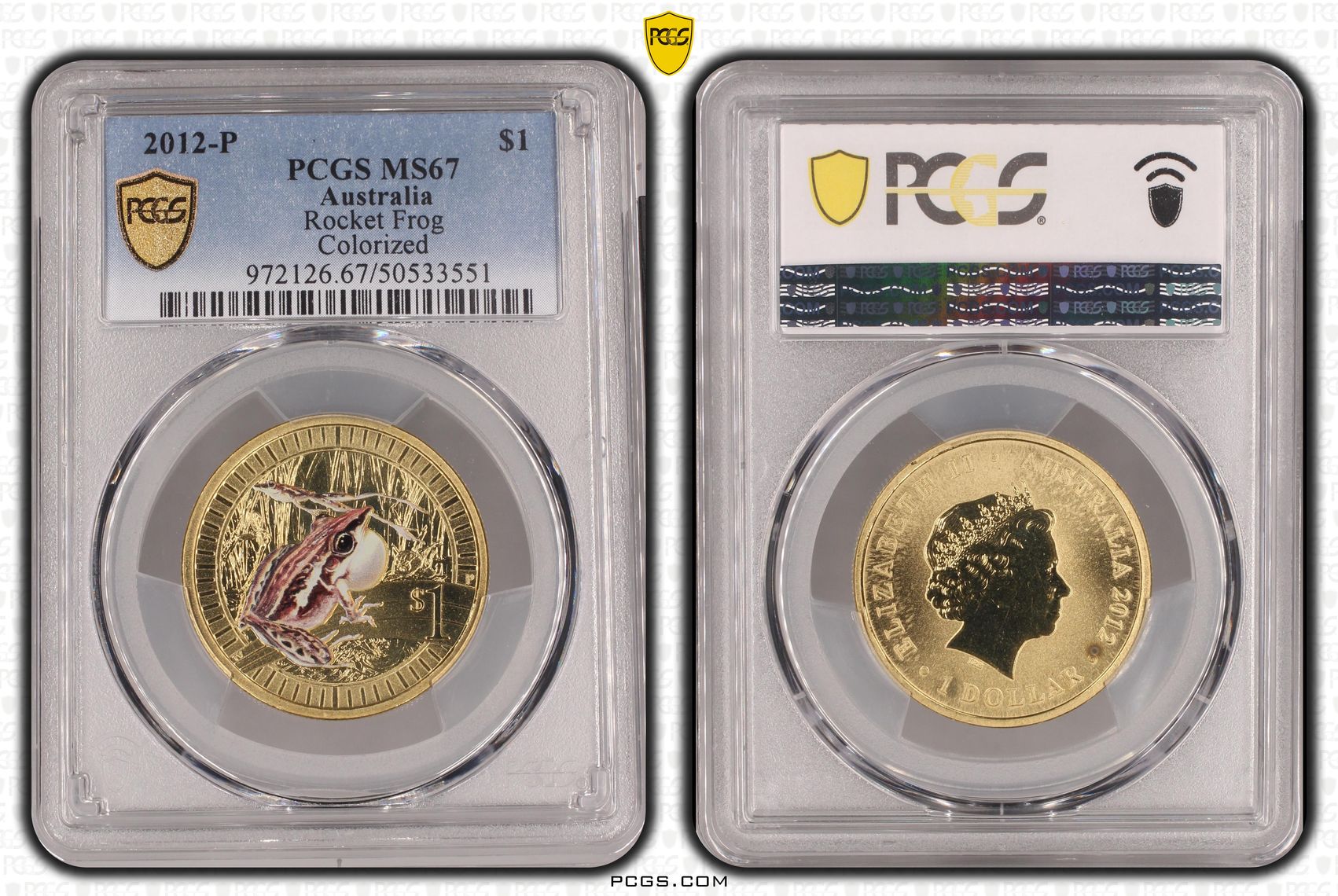 Rocket Frog Colorized, One Dollar, 2012-P, PCGS MS67