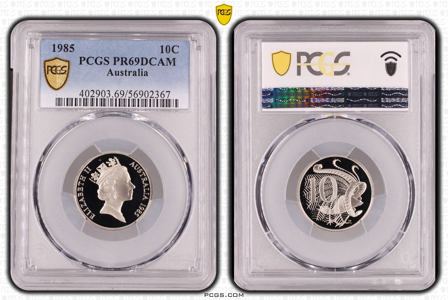 Ten Cent, 1985, Pcgs Pr69dcam