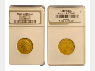 1866 AUSTRALIA VICTORIA SYDNEY MINT GOLD SOVEREIGN AU53