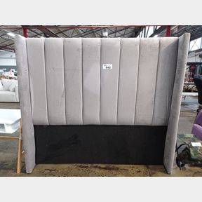 LIFESTYLE SCARLET WINGED MINIMALIST LINEN HEADBOARD - QUEEN - LIGHT GREY
