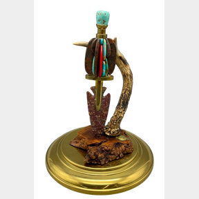 Exquisite Multi-Stone Artistic Dagger With Stand By Charles Pratt