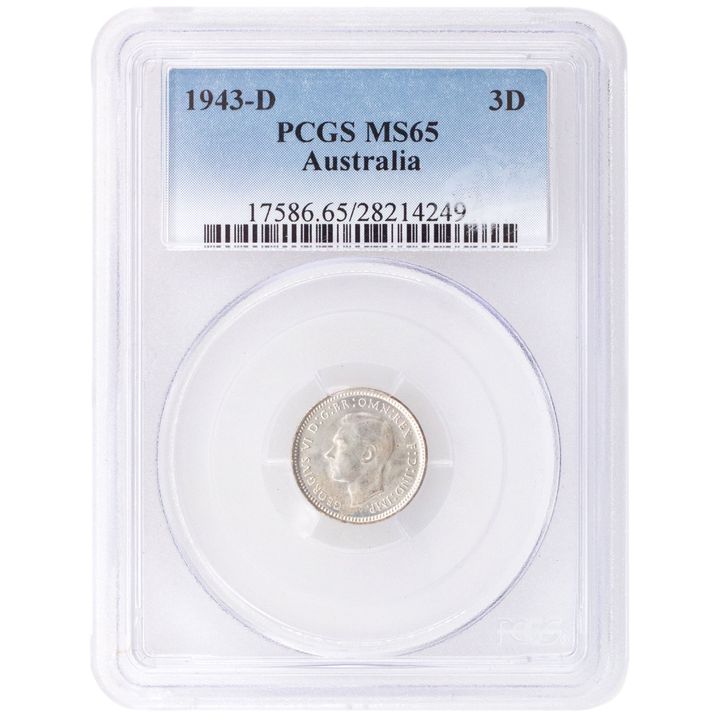 George VI, Threepence, 1943-D, PCGS MS 65