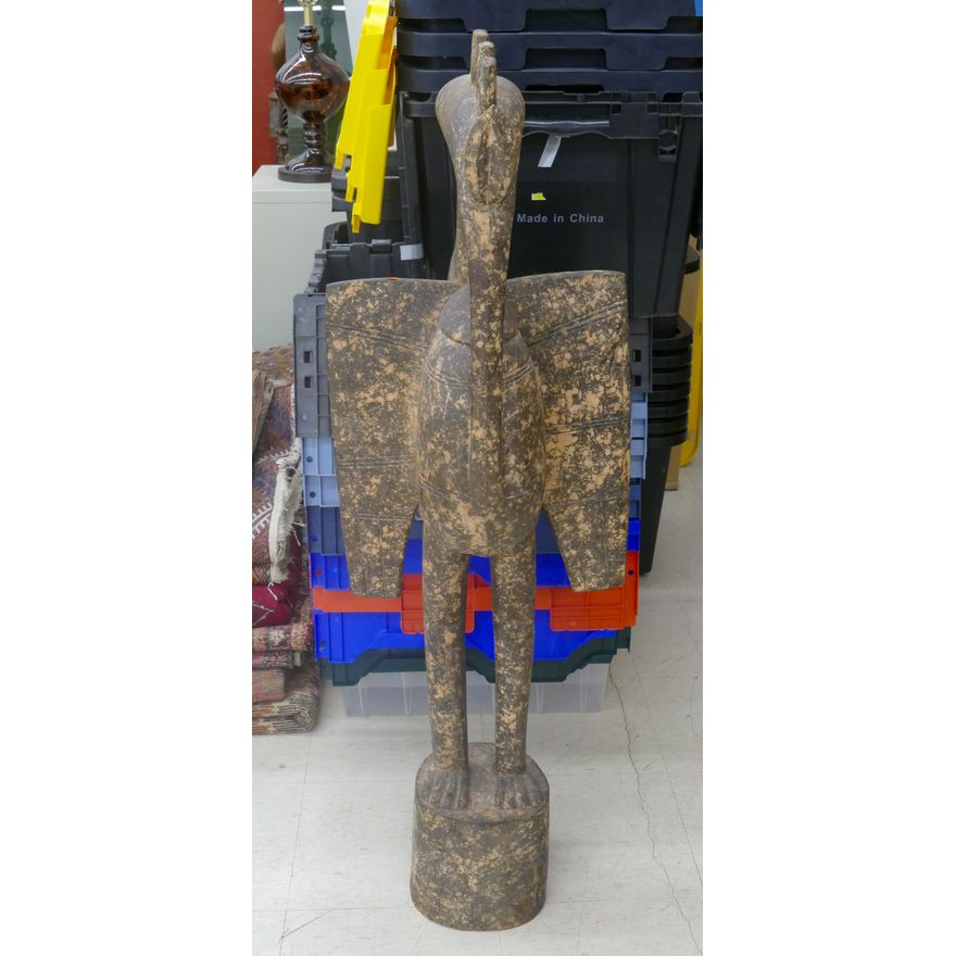 African Senufo Sejen Bird Wood Statue 47''