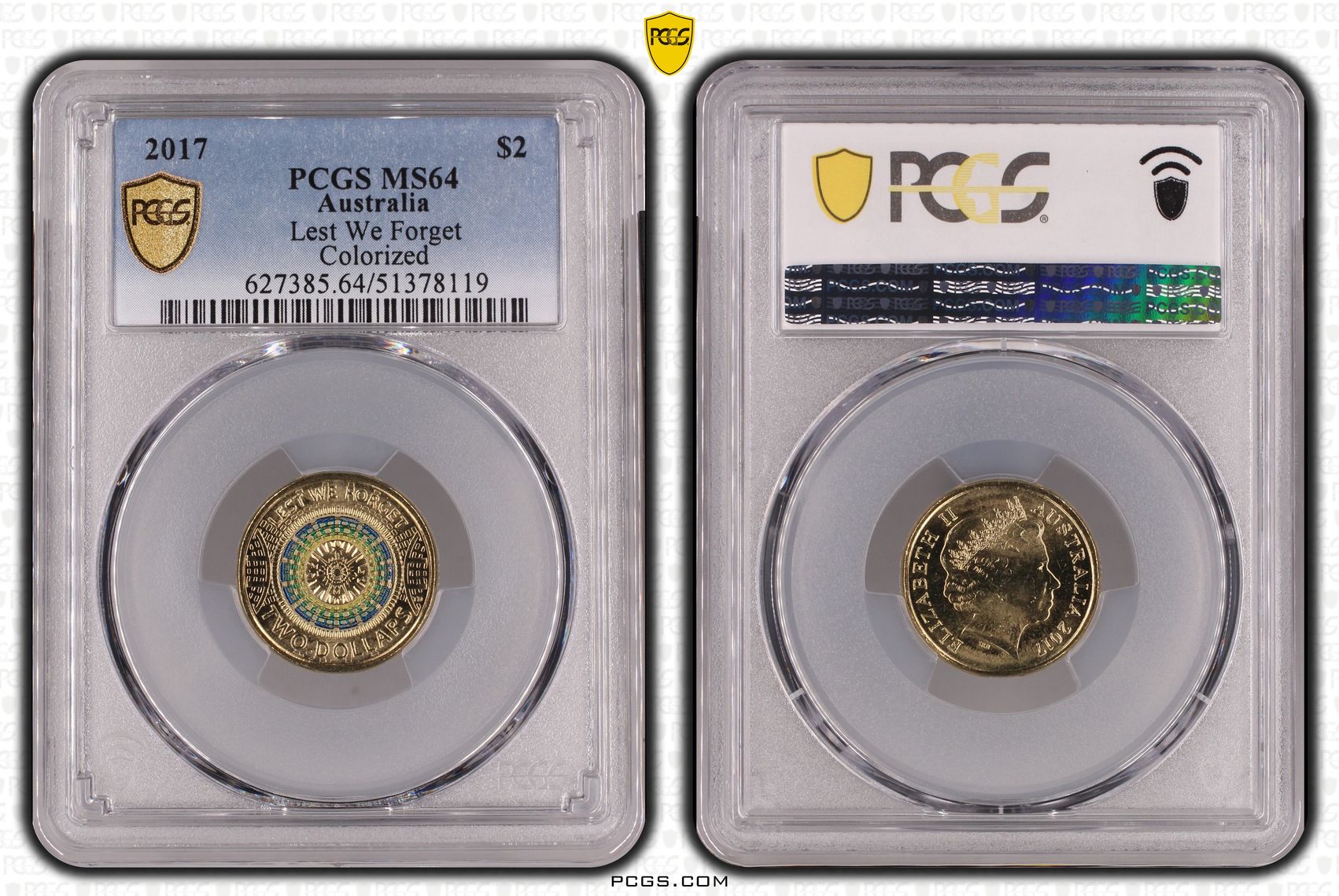 Lest We Forget Colorized, Two Dollar, 2017, PCGS MS64