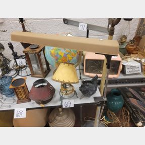 Clamp on vintage desk lamp, arrow lamp and fish fountain head