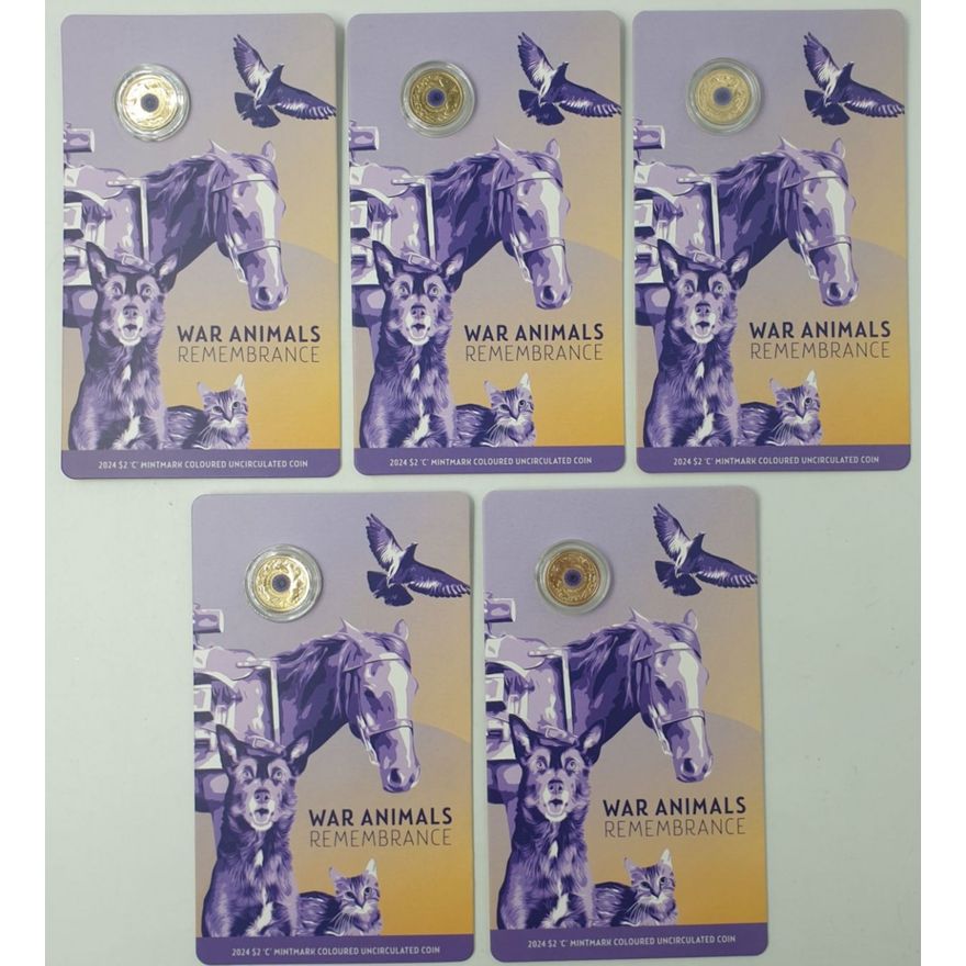 War Animals 'C' MM $2 Carded Coins (x5)