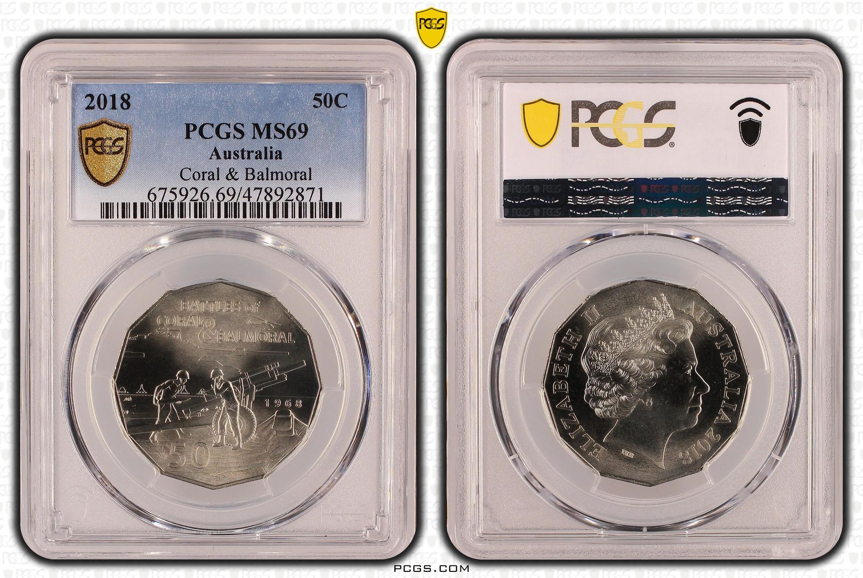 Coral & Balmoral, Fifty Cent, 2018, PCGS MS69
