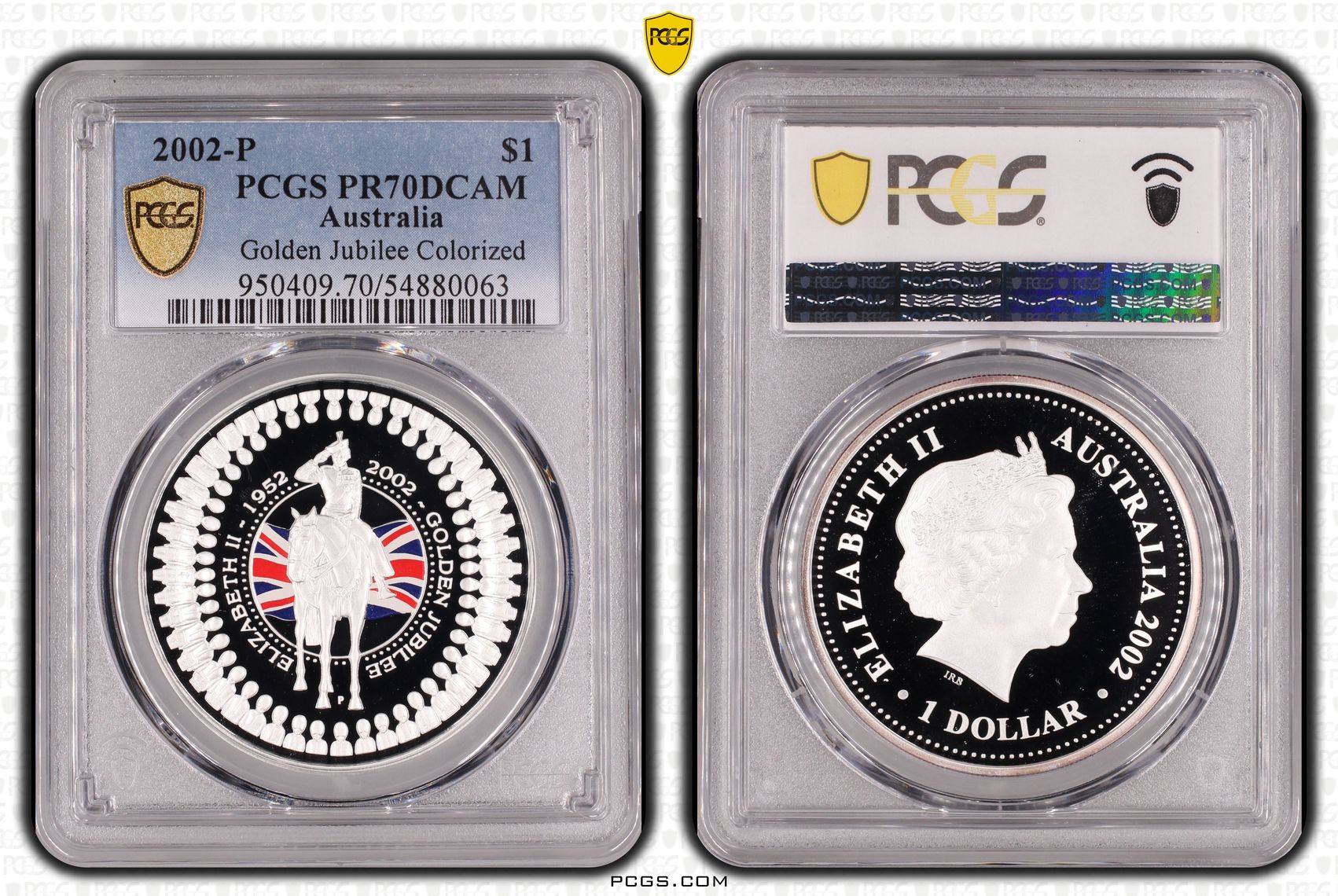 Golden Jubilee Colourised, POP 4/0, One Dollar, 2002-P, PCGS PR70DCAM