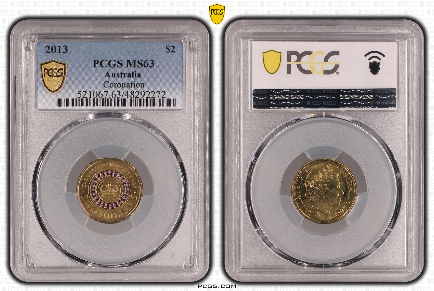Elizabeth II, Coronation Colorized, Two Dollar, 2013, PCGS MS63