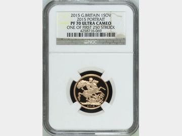 2015 ELIZABETH II 'FIFTH PORTRAIT' PROOF GOLD SOVEREIGN ONE OF FIRST 250 STRUCK PF70 UCAM