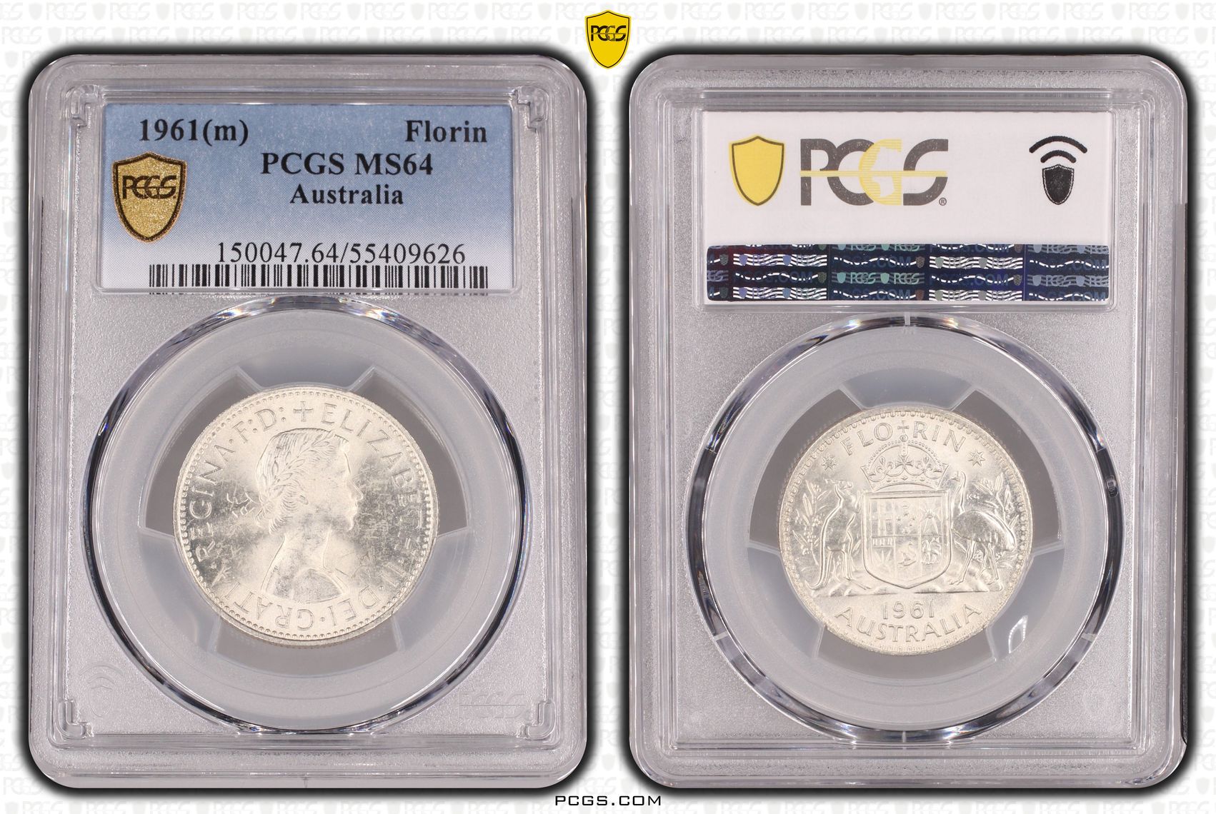 Elizabeth II, Florin, 1961(m), PCGS MS64