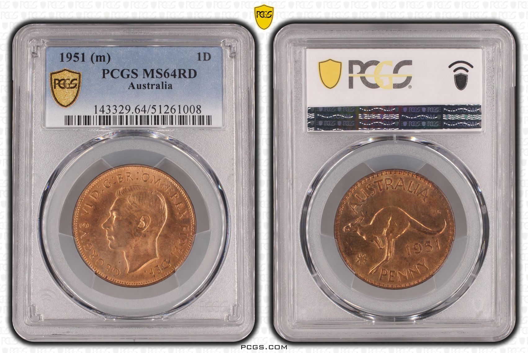 One Penny, 1951, PCGS MS64RD