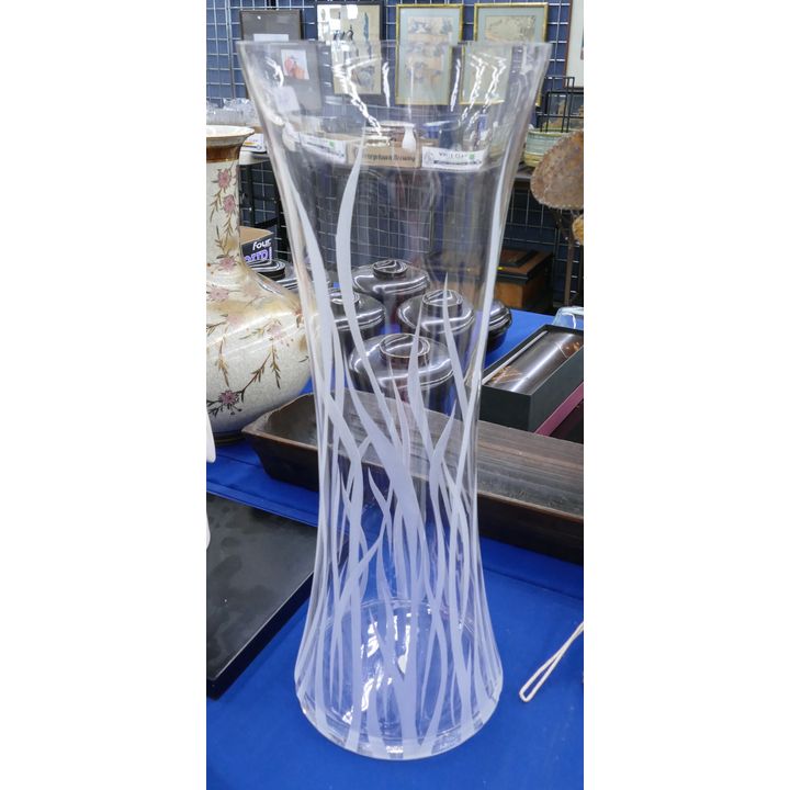 Large Etched Glass Vase- 18''