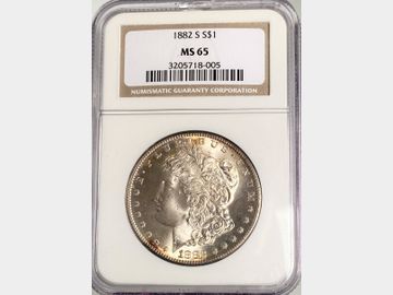 1882 USA 'San Francisco Mint' Morgan Silver Dollar NGC MS65