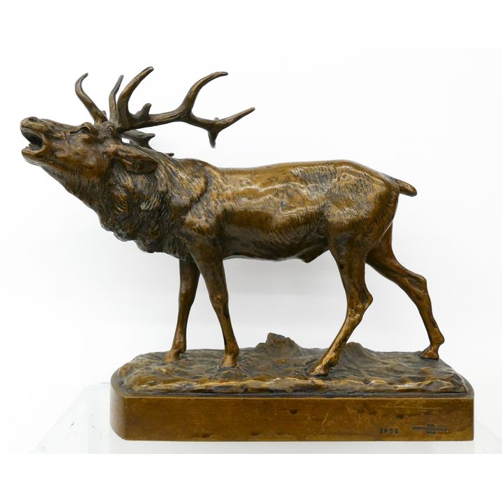 Otto Jarl Roaring Stag Bronze Deer Sculpture, 1905