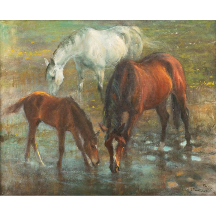 Zenon Aniszewski | Konie na łące , 1986 r.