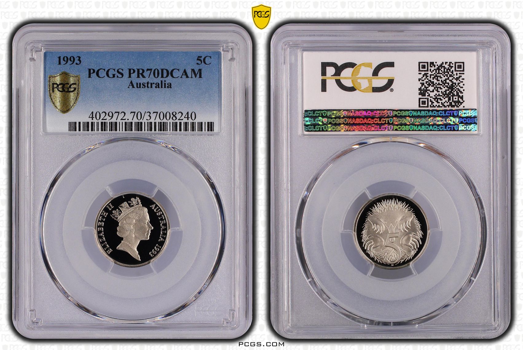 Top pop, Five Cent, 1993, PCGS PR70DCAM