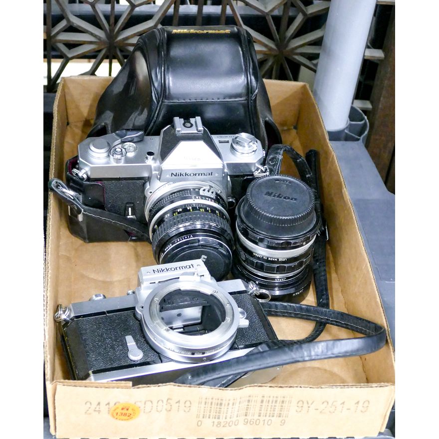 Box Vintage Nikkormat Cameras with Lenses