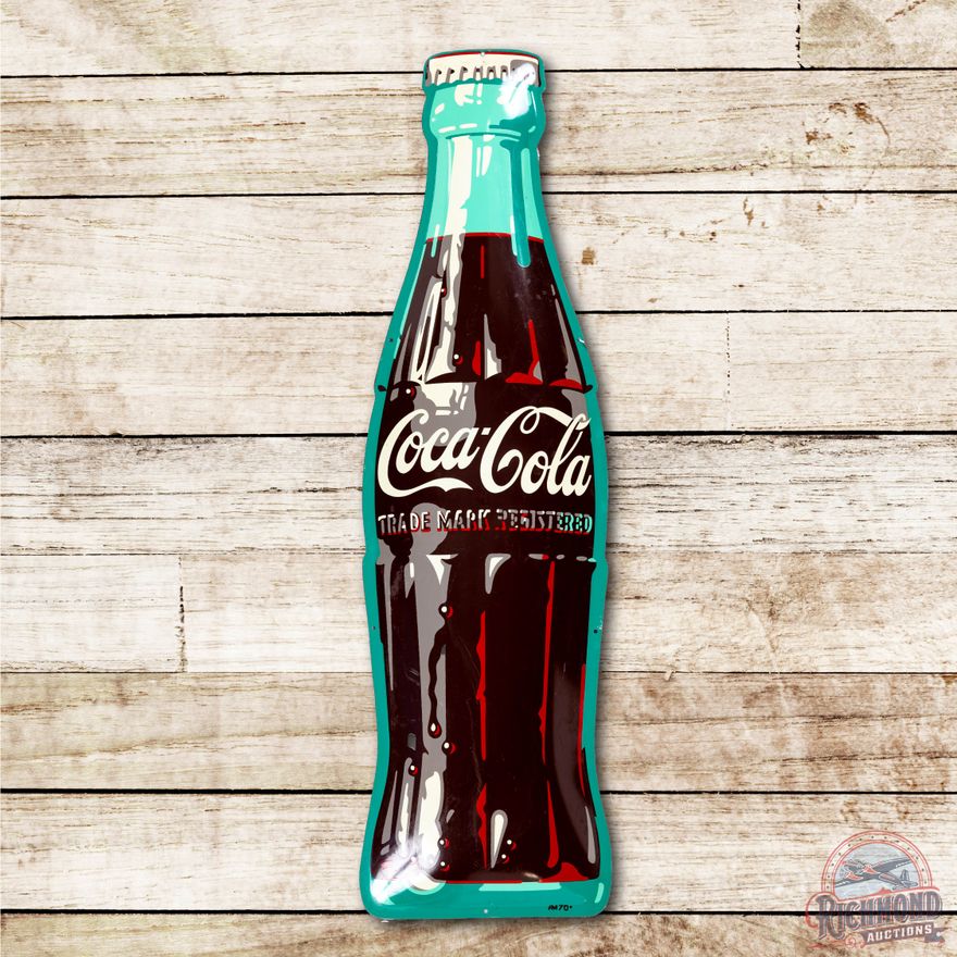3' Coca Cola Die Cut Tin Convex Bottle Sign