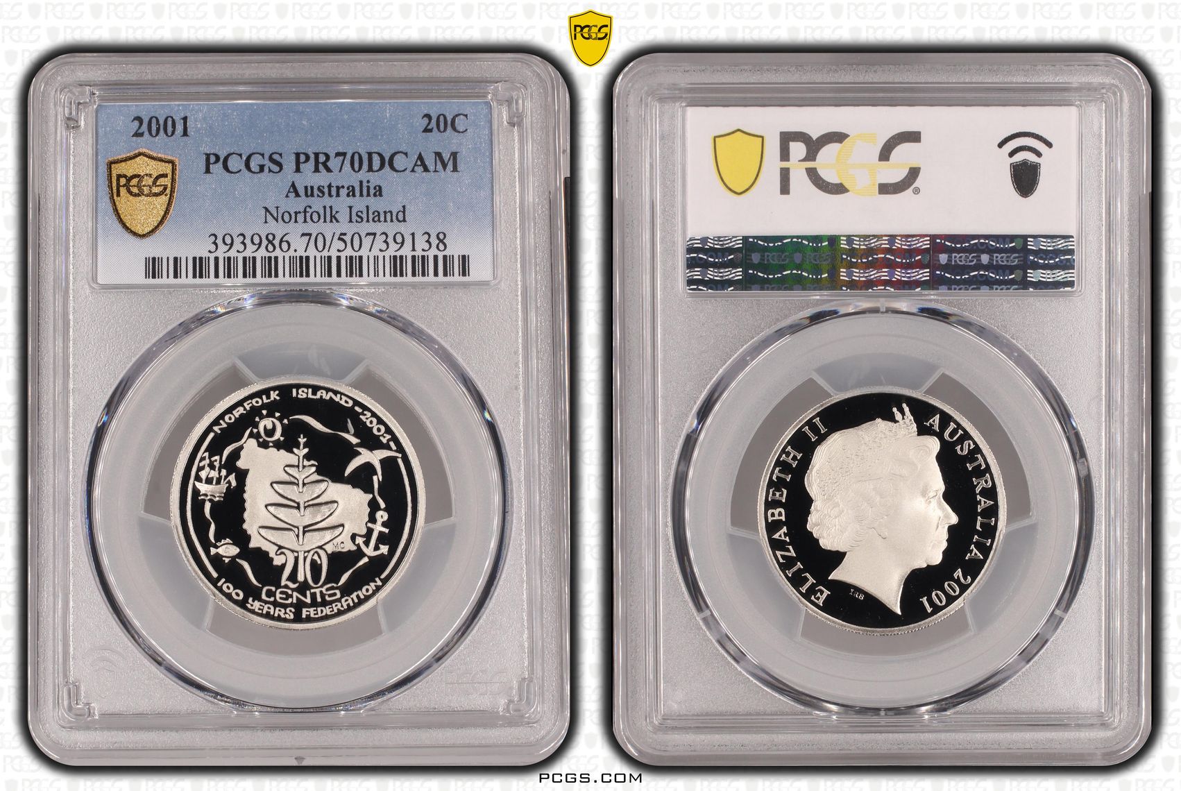 Norfolk Island, Twenty Cent, 2001, PCGS PR70DCAM