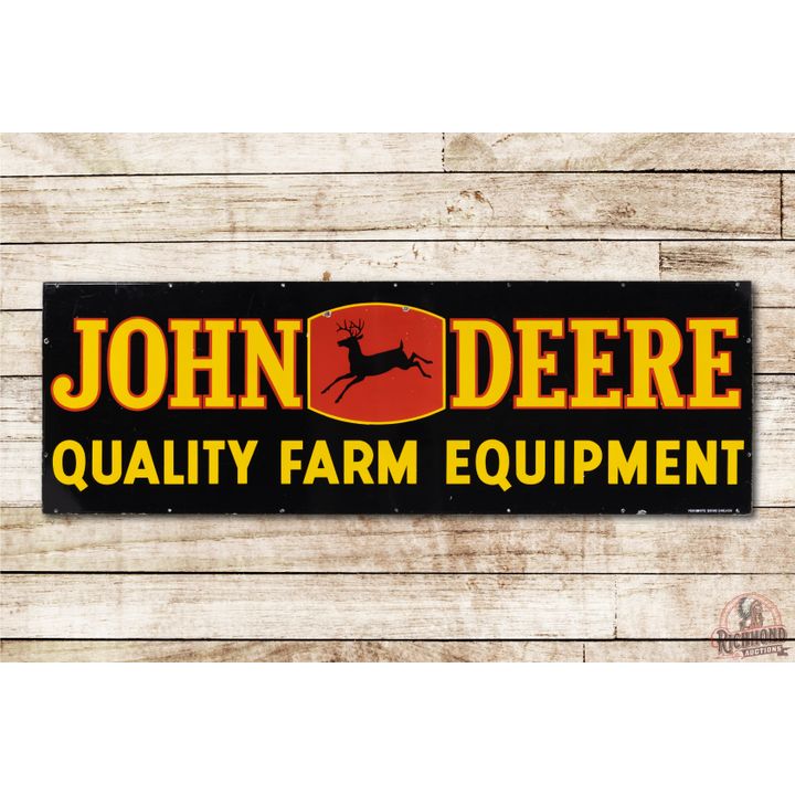 6' John Deere Black Deer Logo Quality Farm Equipment Double Sided Porcelain Sign TAC 8.75 & 8.5