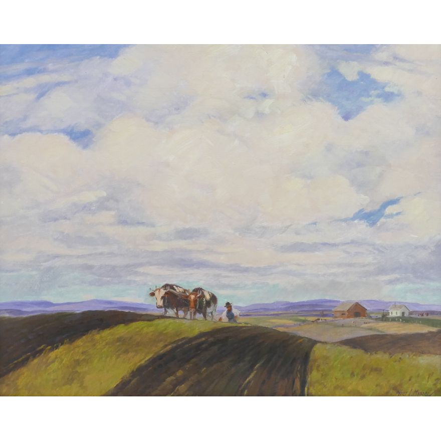 Percy Manser ''Plowing the Field'' 1940's Oil