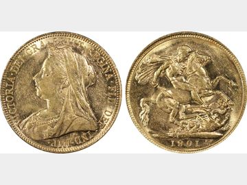 1901 VICTORIA OLD HEAD MELBOURNE MINT SOVEREIGN AU58