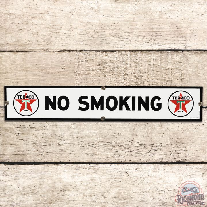 1950 Texaco White T No Smoking SSP Sign - 9C