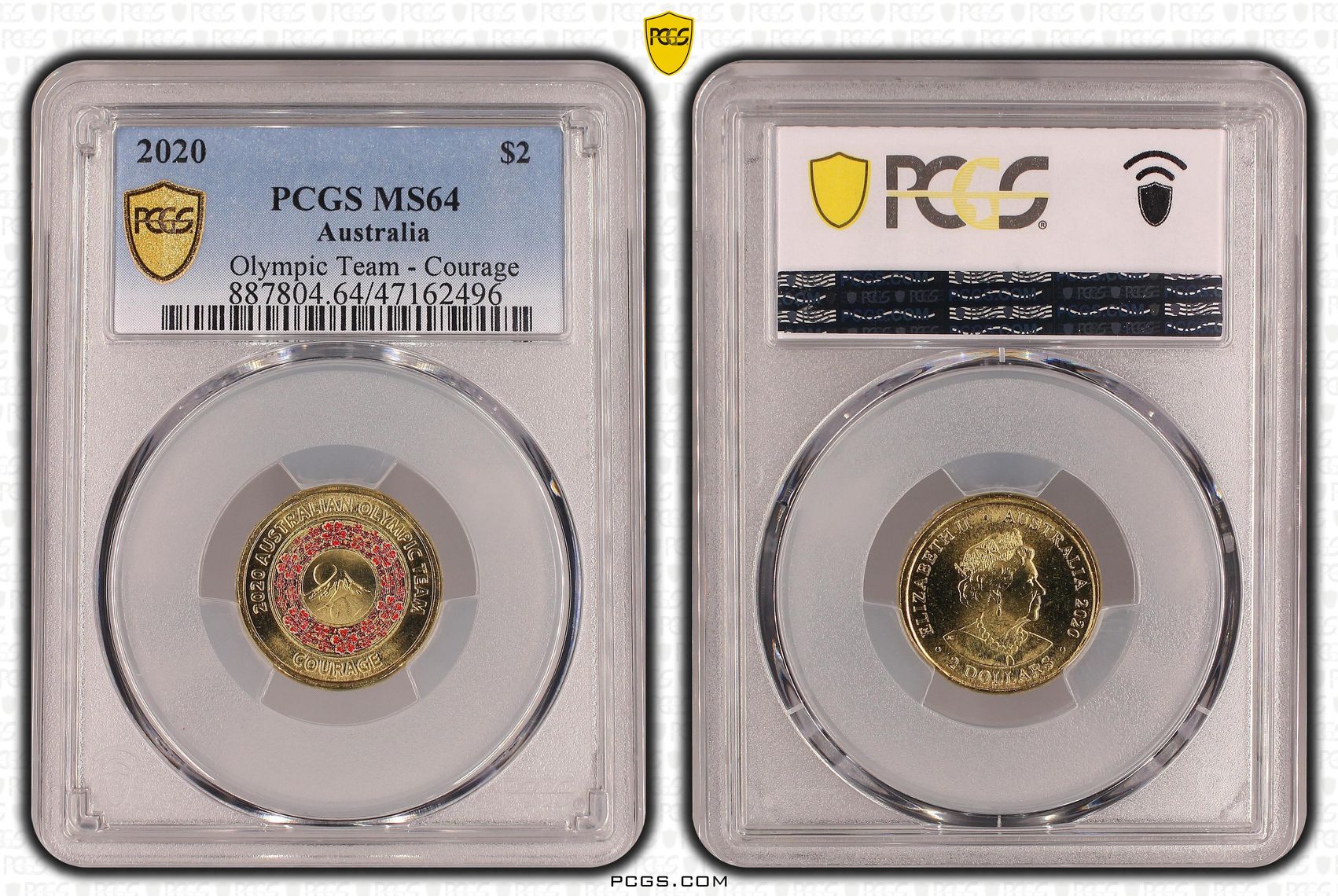 Elizabeth II, Olympic Team - Courage, Two Dollar, 2020, PCGS MS64