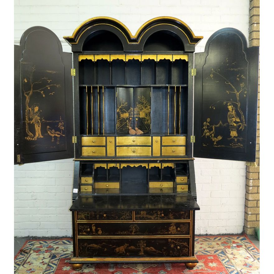 A 20TH CENTURY CHINOISERIE BUREAU BOOKCASE,