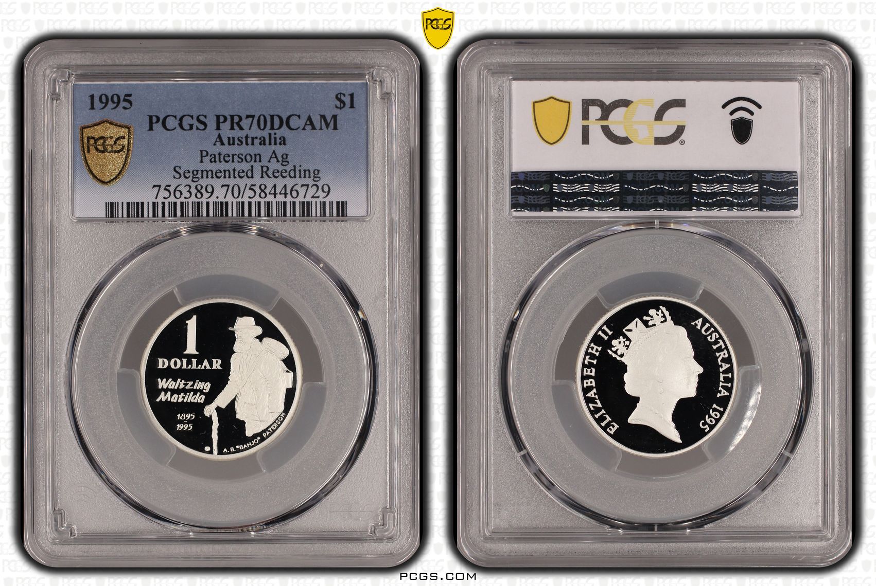 Elizabeth II, Paterson Silver Segmented Reeding, One Dollar, 1995, PCGS PR70DCAM