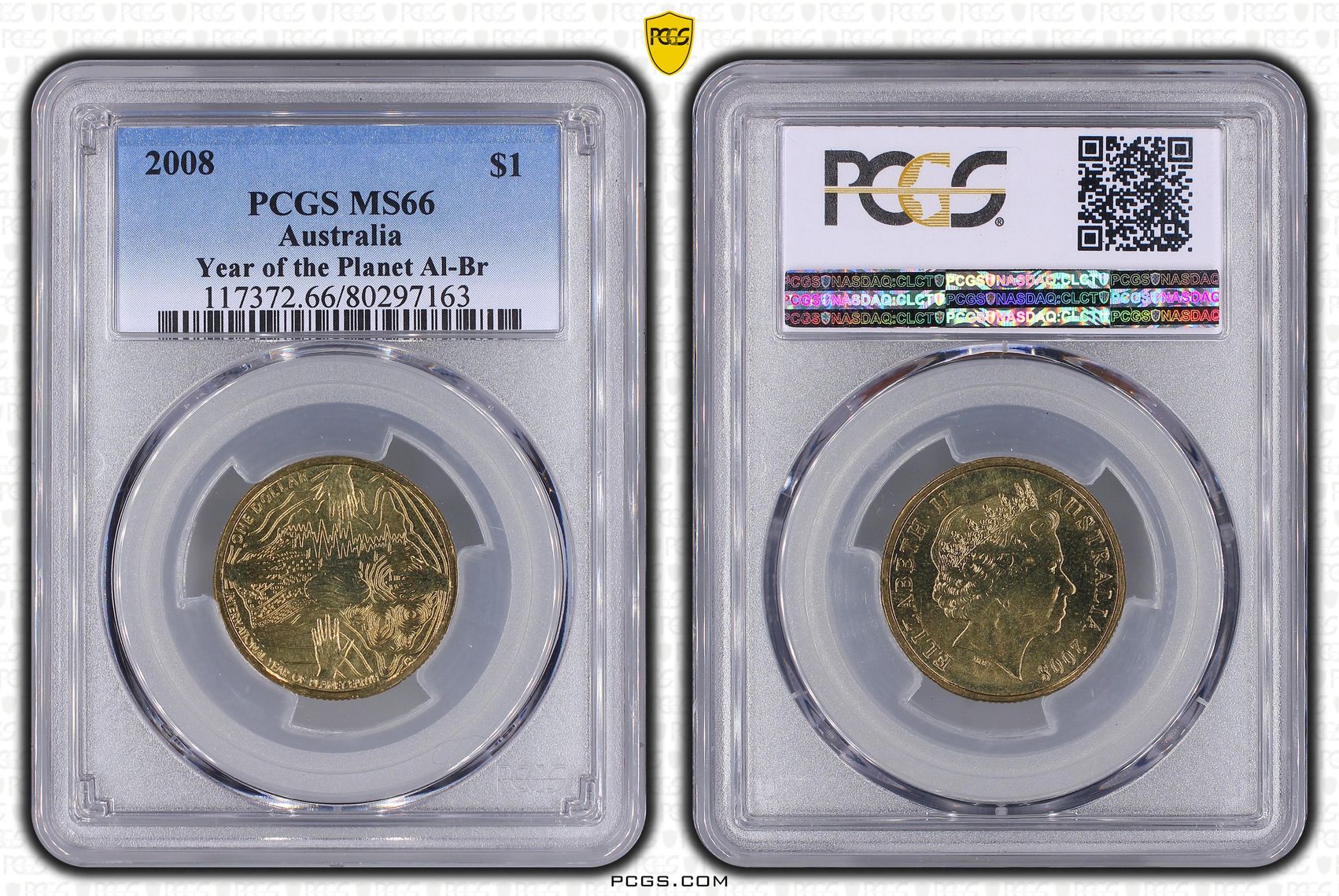 Year of the Planet Al-Bronze, One Dollar, 2008, PCGS MS66