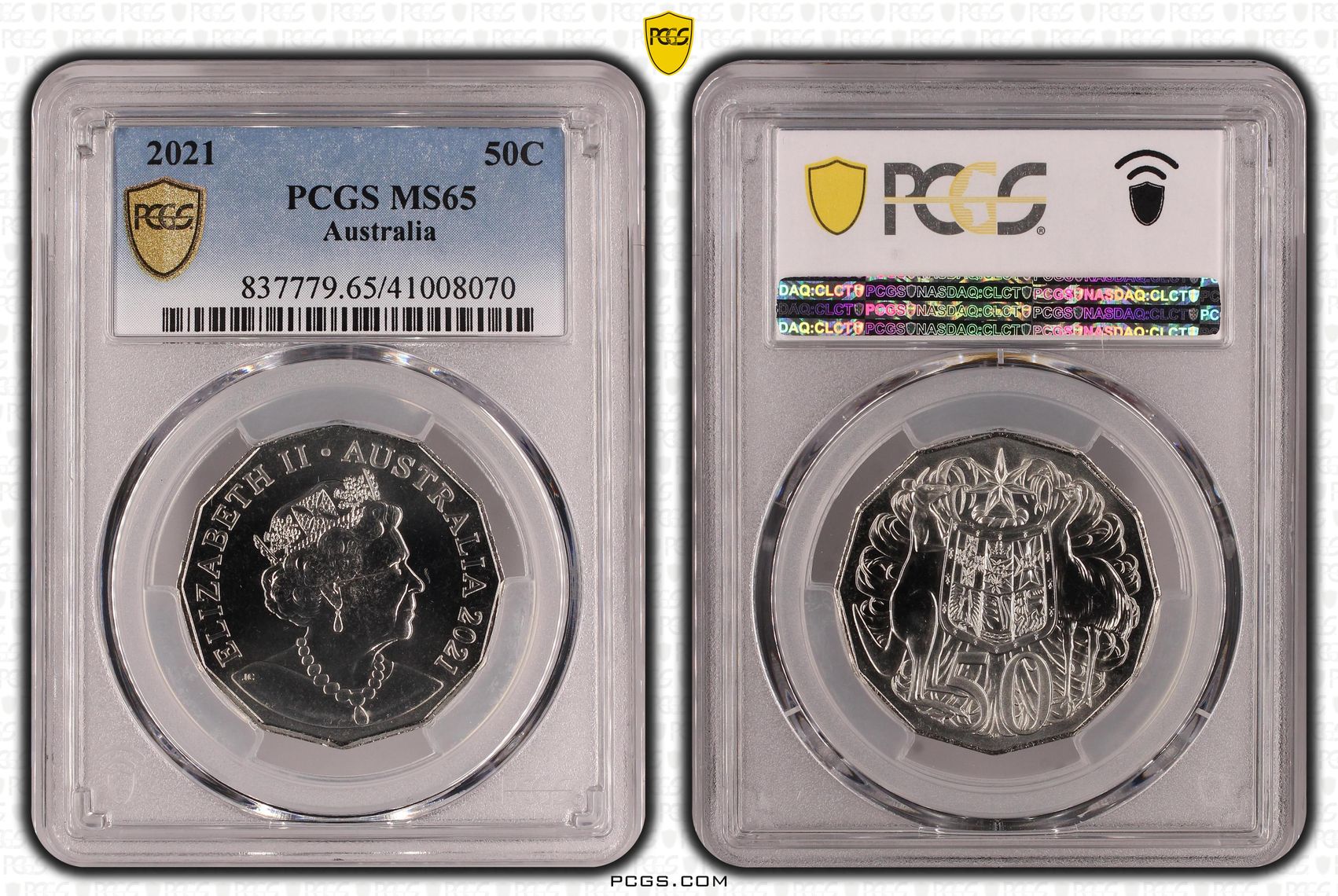Elizabeth II, Fifty Cent, 2021, PCGS MS65