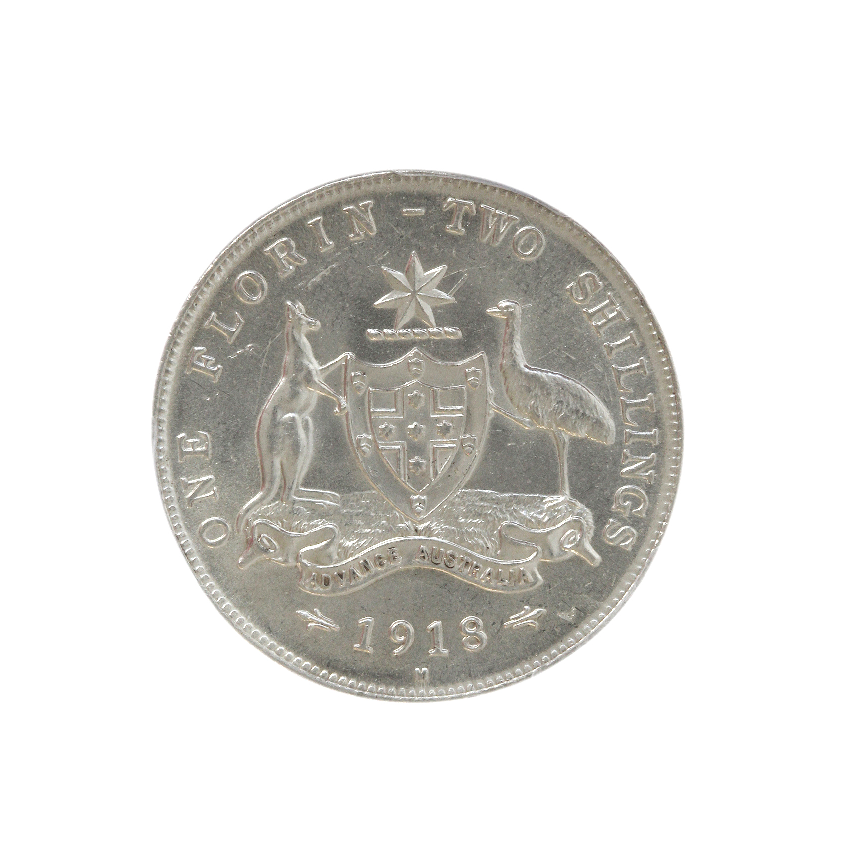 George V, Florin, 1918-M, MS 62
