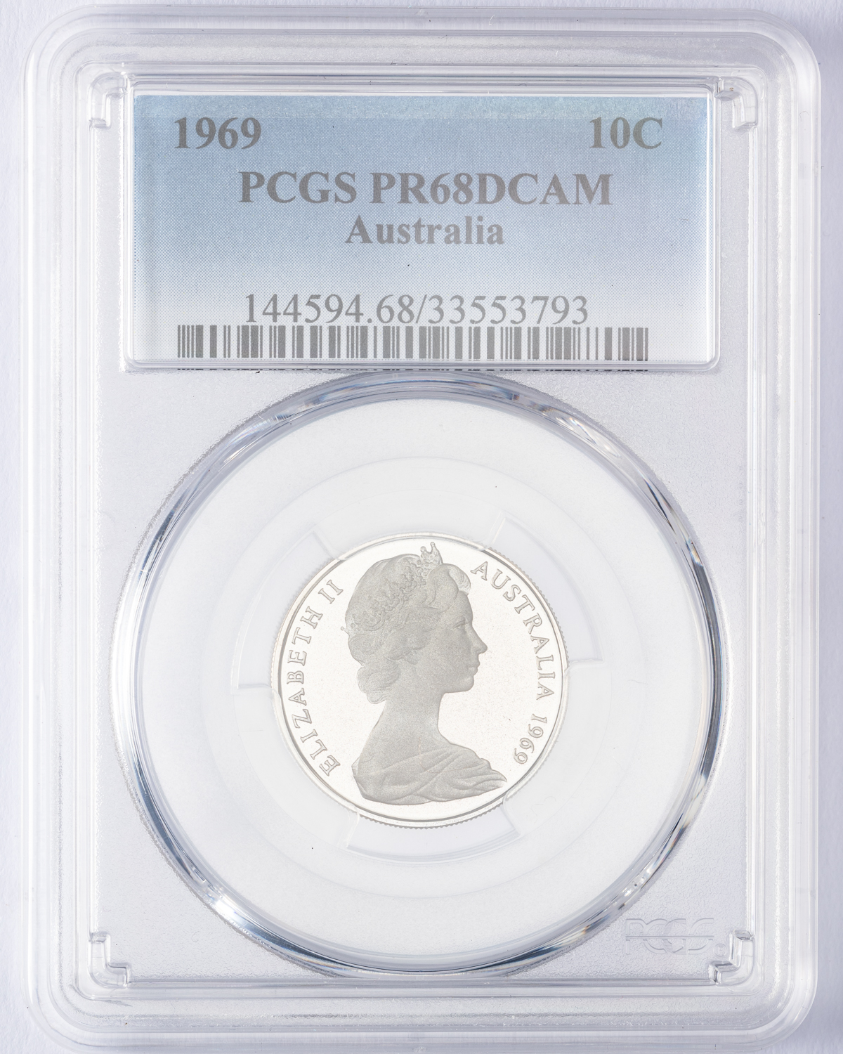 Elizabeth II, Ten Cent, 1969, PCGS PR68DCAM