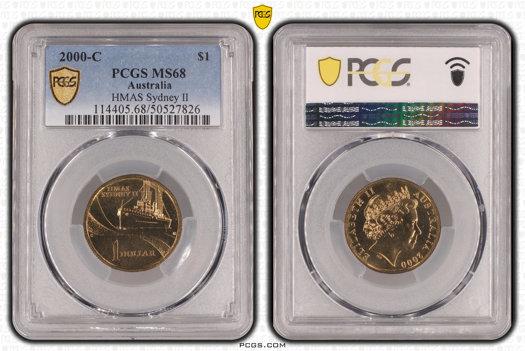 HMAS Sydney II, POP 9/0, One Dollar, 2000-C, PCGS MS68