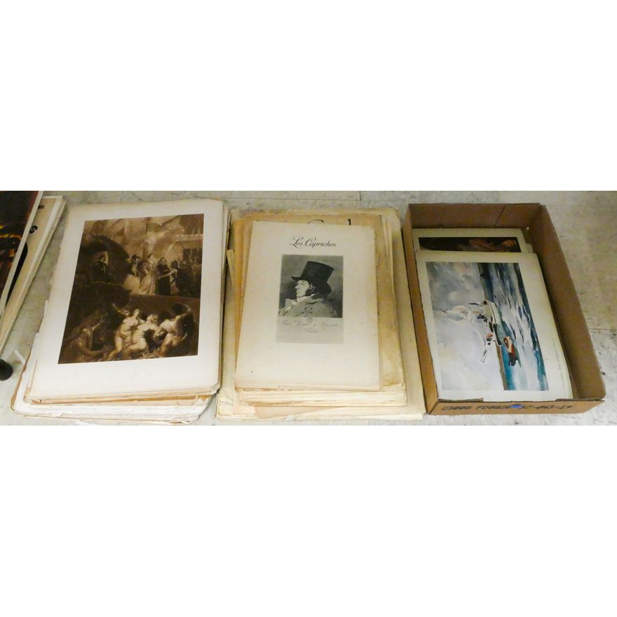 3 Stacks of Old Art Prints
