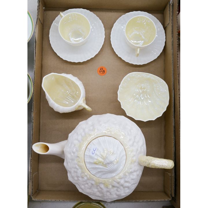 Belleek Nautilus Tea Set Etc- As Is