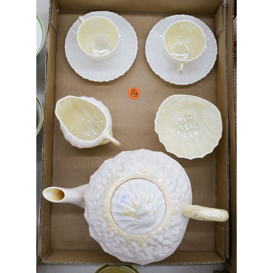 Belleek Nautilus Tea Set Etc- As Is