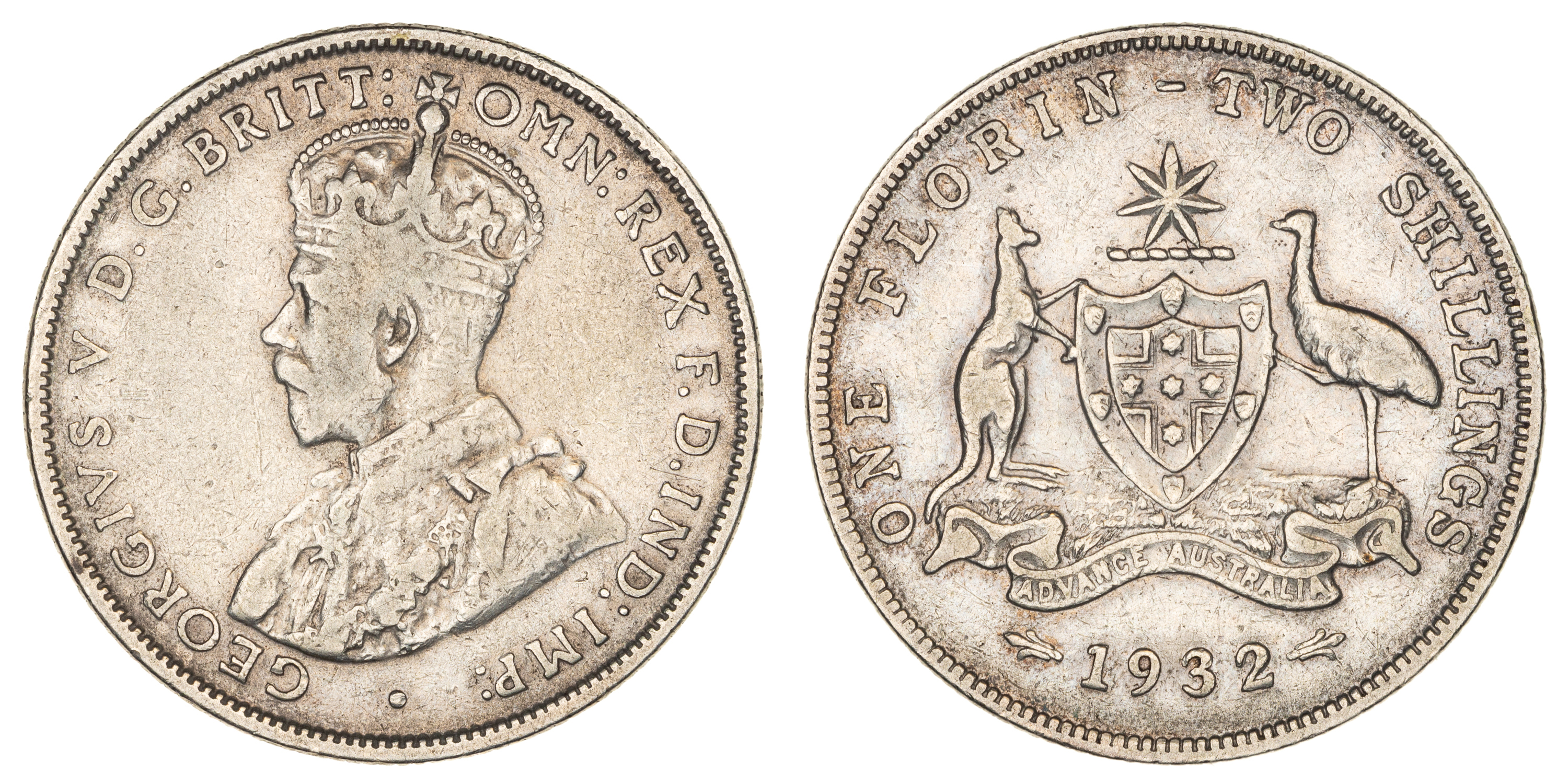 George V, Florin, 1932, aFine