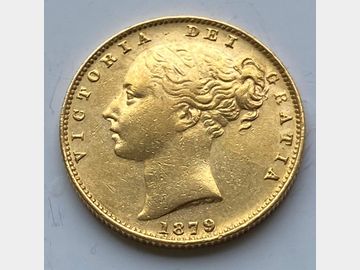 1879 VICTORIA YOUNG HEAD SYDNEY MINT SHIELD GOLD SOVEREIGN