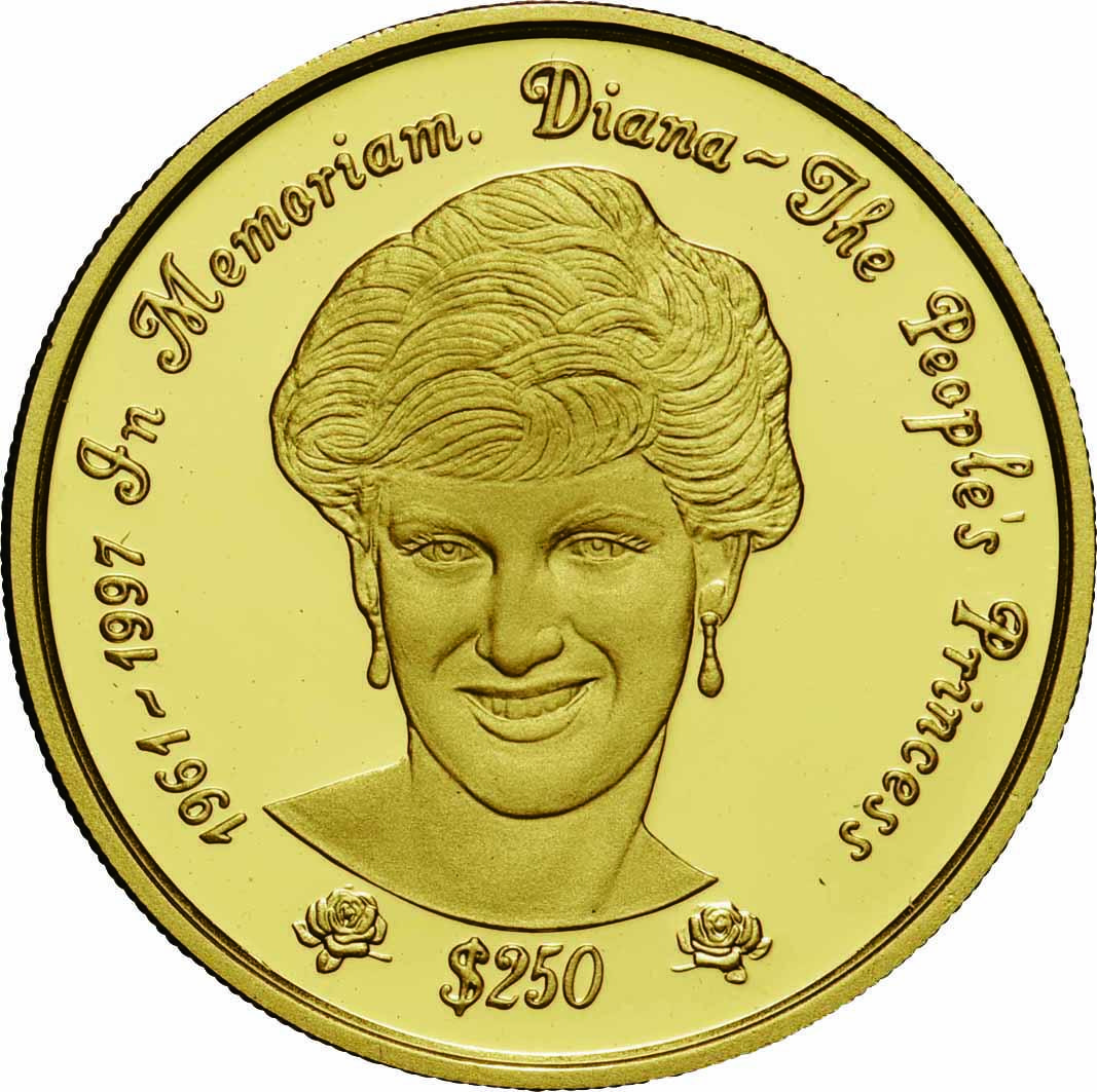 シエラレオネ-Sierra Leone. 1997. Gold. 250ドル(Dollar). プルーフ 