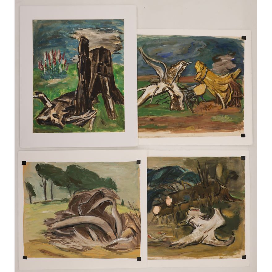 4pc Arthur Runquist Colorful Landscape Oils on Paper 21''x17'' Approx.