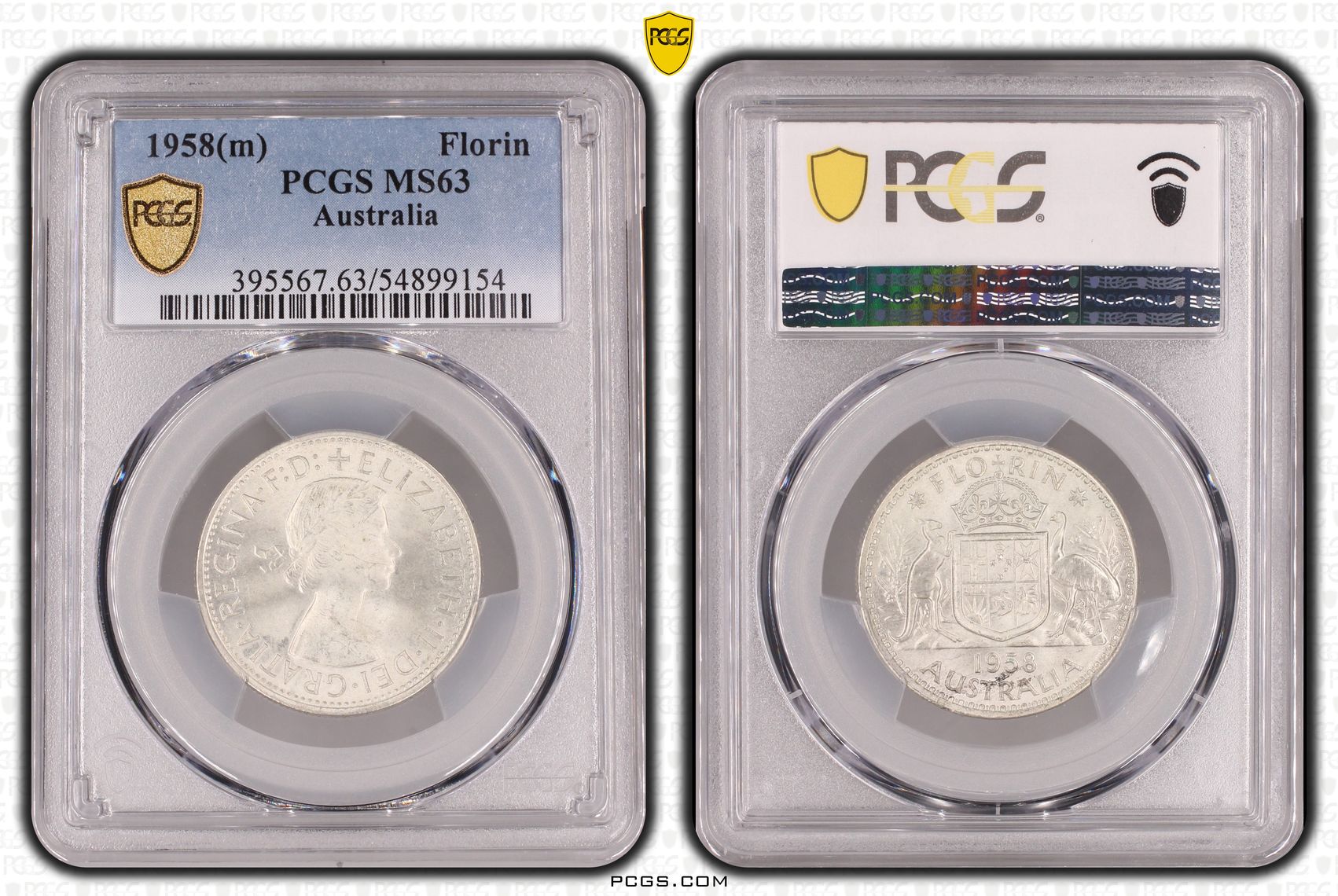 214 · Florin, 1958(m), PCGS MS63