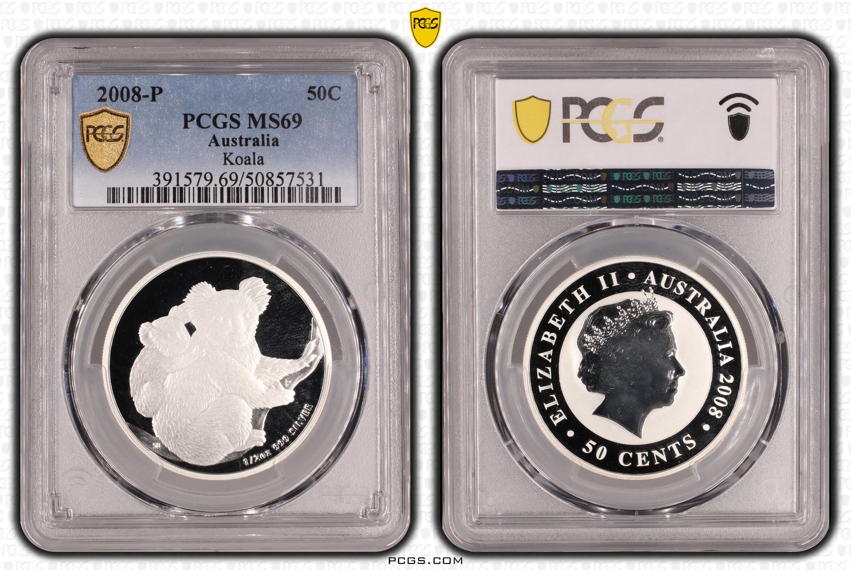 105 · Koala POP 4/0, Fifty Cent, 2008-P, PCGS MS69